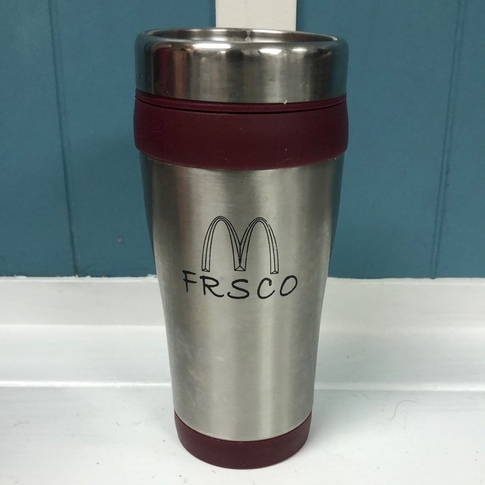 McDonalds FRSCO stainless‎ insulated coffee tumbler San Fancisco hot drink cup